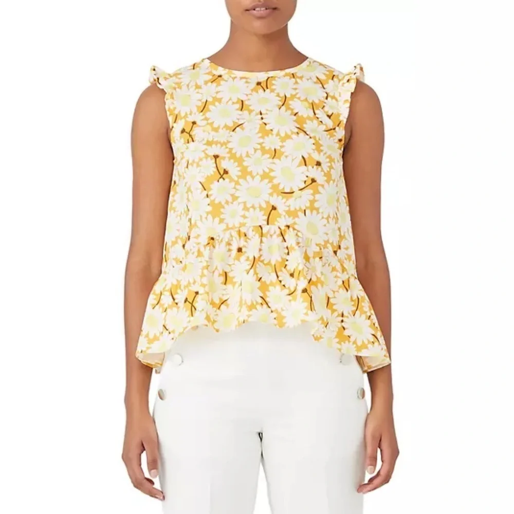 Kate Spade || Kate Daisy‎ Flounce Top Floral Yellow Gold 00